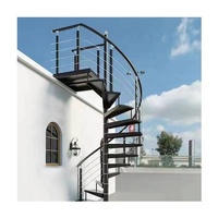 Escalier en spirale extérieur en fer forgé sur mesure, escalier rond en acier galvanisé pour villa