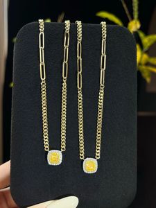 Collier chaîne cubaine en or 18 carats avec diamant naturel jaune de 0,63 ct, bijoux fins Xinfly AU750, vente flash - Product Image 5