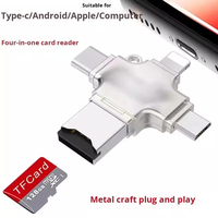 Adaptateur OTG USB3.0 4-en-1 Type-C/Micro/IOS compatible avec les téléphones Type-C, lecteur de carte TF, adaptateur externe 4-en-1 pour ordinateur portable universel