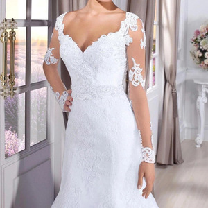 ชุดแต่งงาน S340 ปี 2025 ชุดเจ้าสาว Vestido De Noiva สีขาว กระโปรงลูกไม้เปิดหลัง ชุดเจ้าสาวแบบอิสลาม - Product Image 3