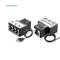 Répartiteur Ethernet RJ45 3 en 1 Extension réseau 1 à 3 avec câble d'alimentation USB 8P8C Interface LAN Connecteur répartiteur Internet