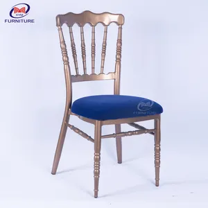 Durable pas cher chiavari d'or d'événement en métal empilable de mariage napoléon chaises pour la vente en gros