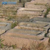 Bac à fleurs en pierre de granit gris et beige, style antique, pour jardin paysager, en pierre naturelle, finition vieillie