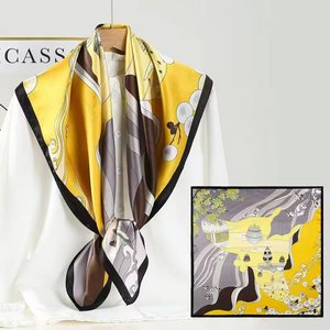 ผ้าพันคอไหมแ<span class=keywords><strong>ท</strong></span>้ 100% ขนาด 90x90 ซม. สำหรับผู้หญิง ขอบเย็บมือลายดอกไม้ พิมพ์ลายดิจิ<span class=keywords><strong>ท</strong></span>ัล  ปรับแต่งโลโก้ได้ - Product Image 5