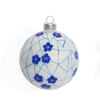 Grosir ornamen natal meriah gelas cetak mewah dekorasi bunga Pagoda biru dan putih Tiongkok