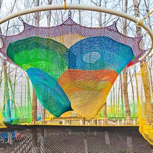 Parc d'aventure forestier Ropecube multi-niveaux avec <span class=keywords><strong>trampoline</strong></span>, structure en acier, filet de protection, équipement de terrain de <span class=keywords><strong>jeu</strong></span> écologique - Product Image 5