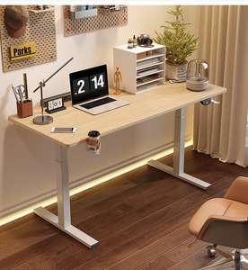 Bureau moderne en verre réglable en hauteur, avec pieds réglables en 2 étapes, cadre de bureau électrique à moteur unique pour utilisation au bureau ou avec ordinateur - Product Image 1