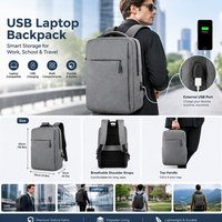 Sac à dos pour ordinateur portable, sac à dos professionnel pour ordinateur, Oxford, multi-compartiments, port de charge USB, pour le bureau, le campus, les voyages