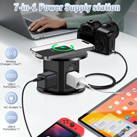 Enchufe de Escritorio Oculto KSQ, Enchufe Universal con Carga Inalámbrica, Enchufe Hidráulico con USB Tipo C, Carga Rápida de 20W