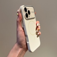 Étui magnétique en silicone liquide pour 16/15/14/13 Pro Max Protecteur d'objectif à grande fenêtre Design de luxe