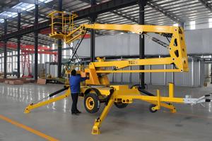 Nouvelle nacelle araignée électrique montée sur remorque, flèche télescopique, empattement 3050 mm, garde au sol 0,06 m, hauteur maximale 18 m, table 1350x830 - Product Image 4