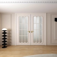 Porte battante double en verre avec cadre en bois personnalisé Porte de séparation de salon en verre design