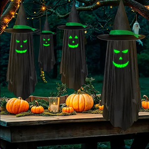 Halloween Glow In The Dark Witch <b>Hat</b> Ghost Hanging Ornament Outdoor Yard Scene Layout Decor - Product Image 2