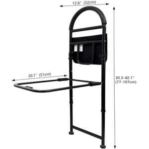 <b>Bedside</b> Handrail With <b>Storage</b> Bag Adjustable Height 47-55Cm For Elderly Safety Support Rail Non Slip Feet - Product Image 2
