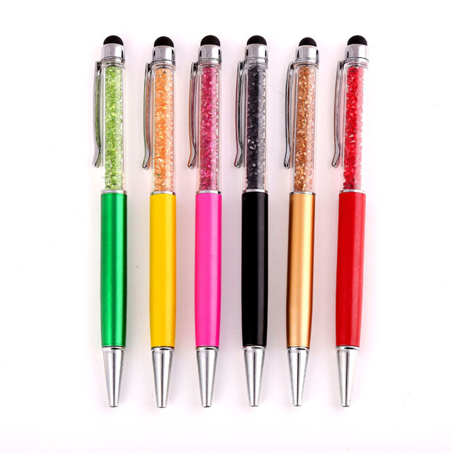 Diamond Gold Bling Crystal Design Elegant Luxury Metal Touch Screen Pen Custom Ballpoint Gel Pens for Girls Perfect Promotional