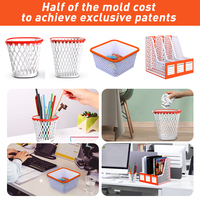 Panier à papier de bureau écologique en PP, design orange et blanc, style sportif, le plus vendu