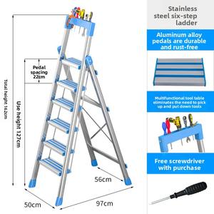 Échelle télescopique pliante simple face en alliage d'aluminium pour usage domestique, épaissie, capacité de charge 150 kg - Product Image 6
