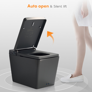 Luxury Self-Cleaning S-Trap Floor Mounted One-Piece Foot Sensor Flush Toilet With Stainless Nozzle & LED Display T25(Gary) Smart - Product Image 2
