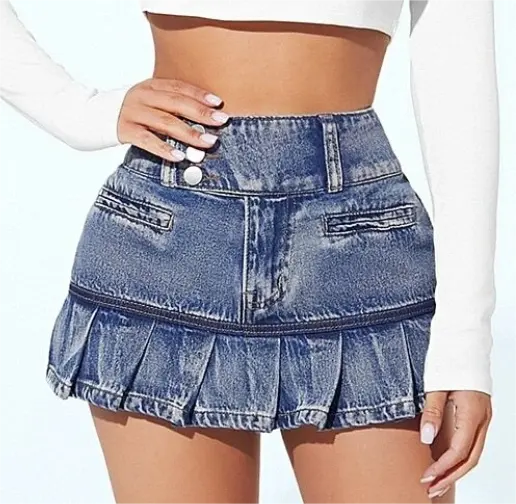Usine dernière conception rétro mode été femmes Y2k mini jupe en jean sexy fermeture éclair serré jupe plissée
