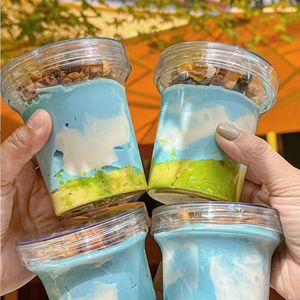 Food Grade <strong>Yogurt</strong> Fruit Juice Pudding 480ml Stackable Transparent PET Plastic Screw Top Jar Plastic Can <strong>for</strong> Storage and Serving - Product Image 2