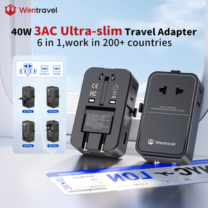 Wontravel Colorful 40W GaN PPS QC3.0 Slim 6-Port Universal Travel <b>Adapter</b> with USB Dual Type-C for Laptop Camera & Earphone - Product Image 1