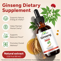 Complément alimentaire au ginseng rouge Panax sans alcool, marque privée SOLOTREE, extrait de ginseng liquide végétalien en gouttes pour améliorer l'humeur et l'énergie
