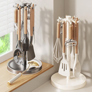 Rotating Spatula <b>Rack</b> <b>Kitchen</b> Countertop Utensil Holder Multi Function Storage Organizer L Shaped Design - Product Image 1