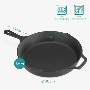 Utensilios de Cocina para Exteriores, Sartén y Plancha de Hierro Fundido Pre-Sazonada, Ecológica, Antiadherente, Apta para Hornos, Estufas de Gas e Inducción - Product Image 2
