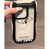 Motif de chats mignons belle coque de téléphone pour iPhone 16 15 14 13 12 11 Pro Max/Pro/Plus Anti-chute couverture arrière souple transparente