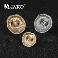 Bouton en métal texturé irrégulier SANKO Fashion, bouton rond à tige organique pour accessoires vestimentaires féminins