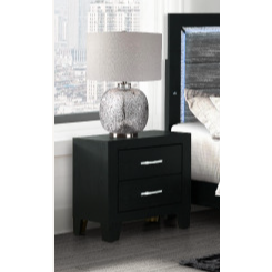 Carlos Black Nightstand 2 <b>Drawer</b> <b>Storage</b> Cabinet Bedroom Furniture - Product Image 5