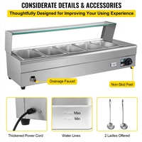 Bain-marie électrique industriel de table 5*1/2 plateaux pour maintien au chaud des aliments