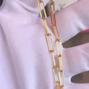 large 18Kgp 14K Gold Filled Paperclip choker chain link gold plated Custom Necklaces