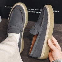 Mocassins rétro en daim pour hommes, plateforme, semelle extérieure en chanvre, à enfiler, confortables, pour le quotidien, décontractés, extérieur, style espadrille, vente en gros