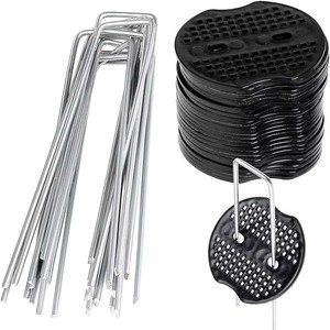 Estacas de suelo en forma de U de acero galvanizado en caliente, duraderas, para fijar redes de césped, película de acolchado y construcción de jardines - Product Image 1