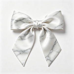 Lazo de Raso Brillante con Textura de Mármol de Lujo, Lazo Preformado para Envoltura de Regalos de Lujo, Adorno para Bodas y Fiestas - Product Image 1