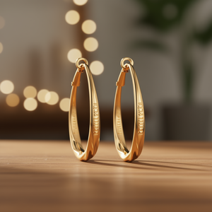 Patti&Col Pendientes de aro chapados en oro para mujer, joyería moderna de moda, pendientes de metal de aleación con acabado de 18 quilates, tamaño mediano - Product Image 2