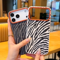Coque de téléphone pour iPhone 18 ProMax, chargement sans fil magnétique, cadre d'objectif métallique, texture givrée, rayures zébrées, simili cuir, 17 Plus 16