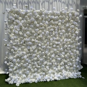 E-FW0011 Wholesale 8 X 8 3D Flower Wall 5d Artificial Panels Flower Wall White Roll up Backdrop Flower Wall for Wedding Decor - Product Image 1