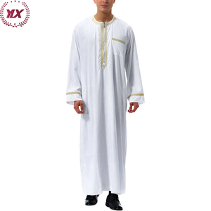 Robe <span class=keywords><strong>de</strong></span> <span class=keywords><strong>prière</strong></span> vintage modeste pour hommes pour l'Aïd Al-Fitr <span class=keywords><strong>tenue</strong></span> islamique douce avec broderie dorée disponible en 4XL robe d'été d'hiver - Product Image 1