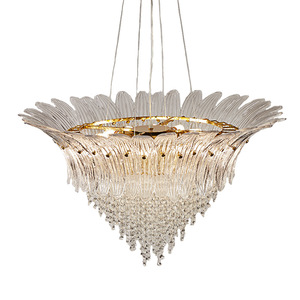 Villa Wohnzimmer 3-farbige dimmbare LED-Beleuchtung Glas Restaurant Französischer Kronleuchter Luxuriöser und Retro-Stil Ausstellungsstück - Product Image 5