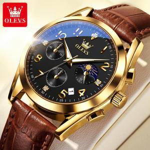 Reloj de Pulsera de Cuarzo para Hombre 2890 con Logotipo OEM, Cuero Genuino, Acero Inoxidable, Fase Lunar, Cronógrafo, Clásico, Multifunción - Product Image 2
