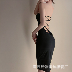 Lencería sexy para mujer, con tiras, falda larga reveladora con caderas expuestas, apasionante y seductora, estilo puro y atractivo. - Product Image 5