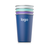 Gobelets en acier inoxydable personnalisables avec logo, 12oz et 16oz, incassables, à paroi simple, pour bière, bar et camping, empilables