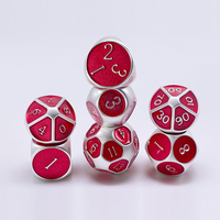 Vente en gros de dés en métal émaillé rouge transparent D4-D20 accessoires de jeu de société pour jeu de rôle de table