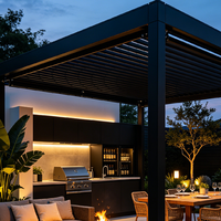 Système de pergola automatique résistant aux intempéries pour patio extérieur, avec télécommande et capteur de pluie, sans entretien, directement de l'usine