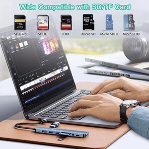 อะแดปเตอร์แล็ปท็อป OEM ใหม่ 8 in 1 USB C Expander Docking Station พร้อมช่องอ่านการ์ด TF SD และพอร์ต USB 3.0 แบบ Pd Splitter - Product Image 2