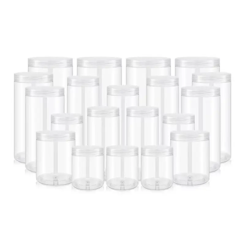 In stock 50ml -1000ml wide mouth plastic food jars clear pet jar plastic jars with lid