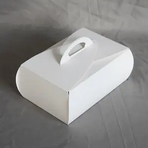 新款设计白色蛋糕盒情人节母亲节礼品盒10英寸宠物透明纸杯蛋糕盒带透明盖子