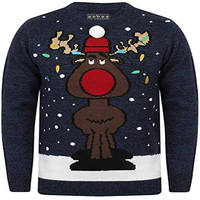 Pull en tricot de Noël drôle avec un renne au nez rouge, doux et chaud, pour femmes, tenue pour l'ambiance de la fête de Noël